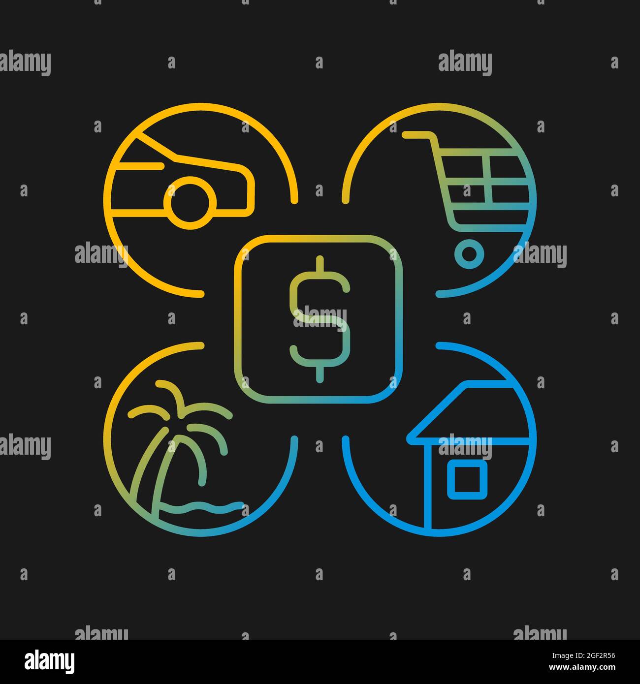 Budgeting gradient vector icon for dark theme Stock Vector