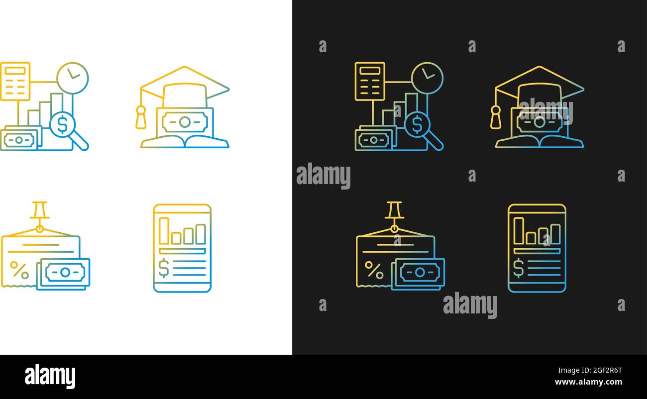 Investment gradient icons set for dark and light mode Stock Vector ...