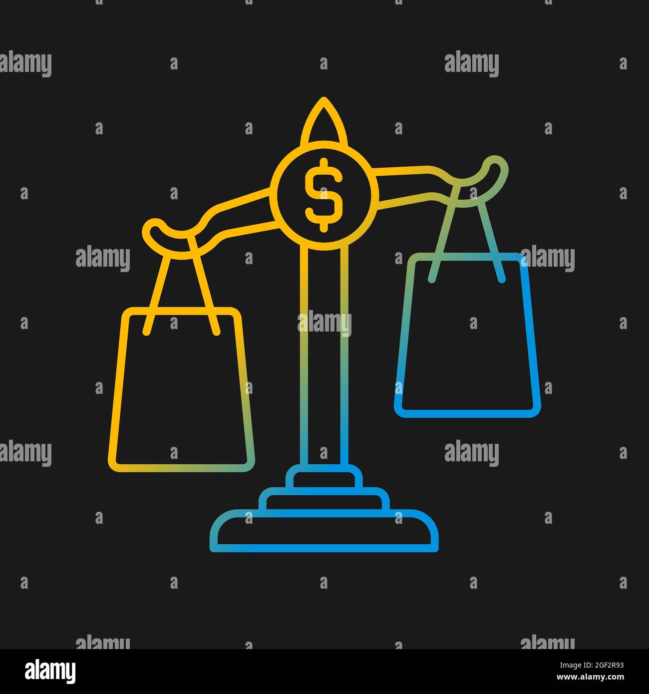 Comparison shopping gradient vector icon for dark theme Stock Vector