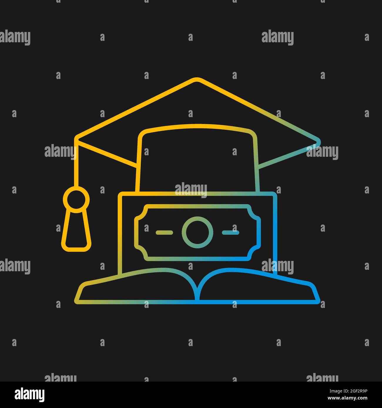 Education loan gradient vector icon for dark theme Stock Vector