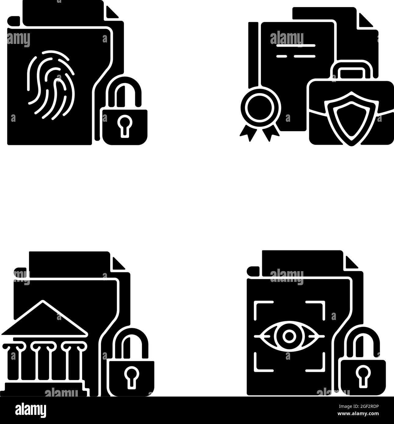Personal sensitive data black glyph icons set on white space Stock ...
