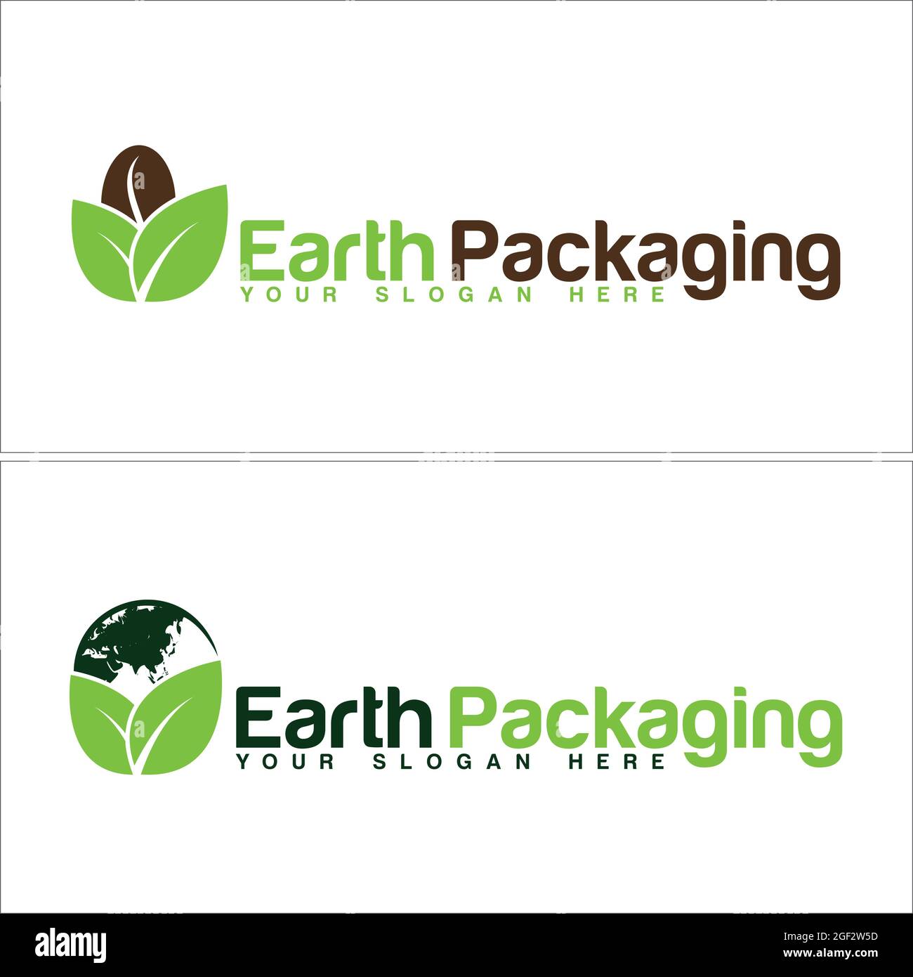 Earth leaf coffee packaging natural logo design Stock Vector