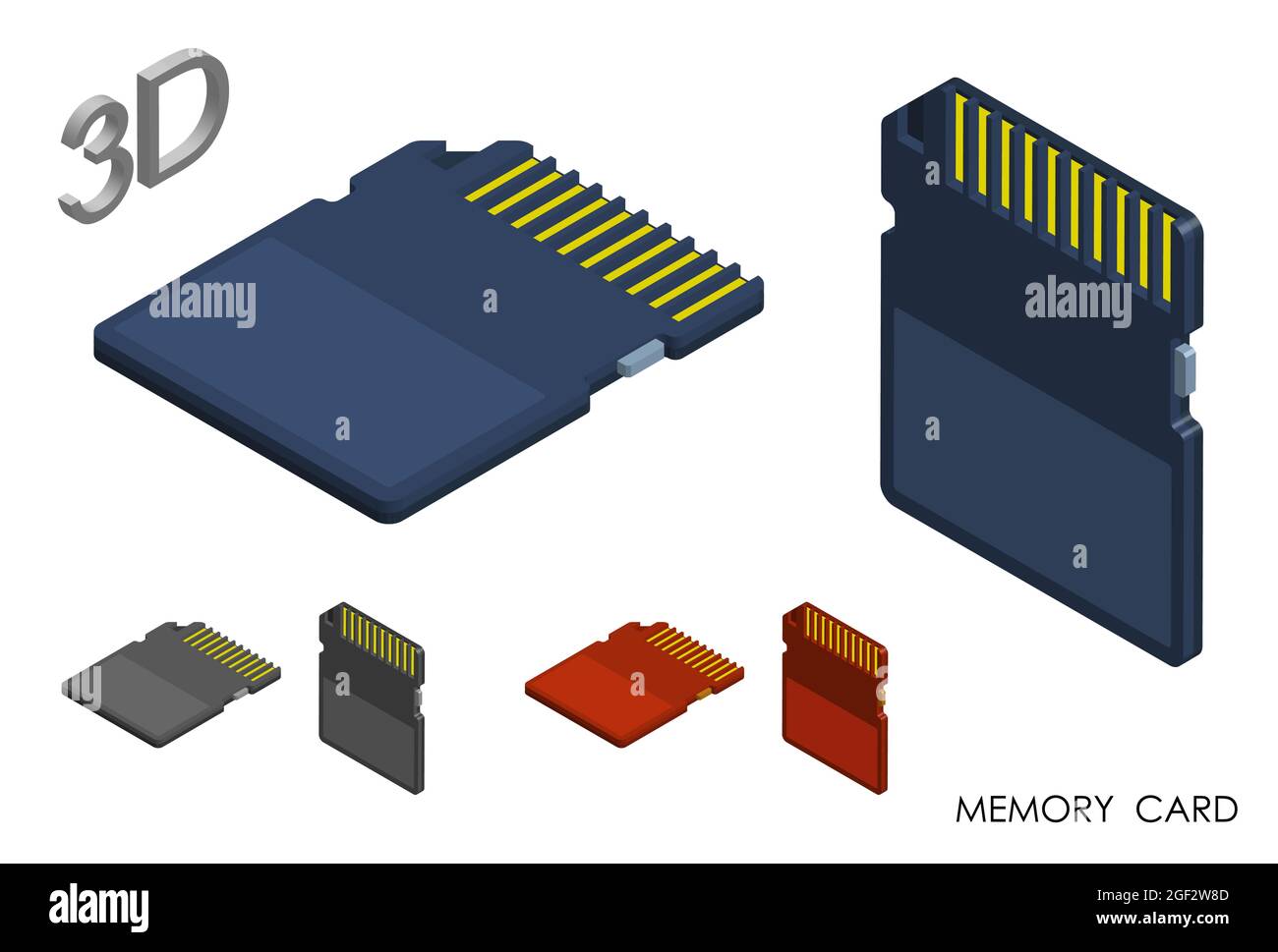 isometric Memory card for storing information. Micro card for copying