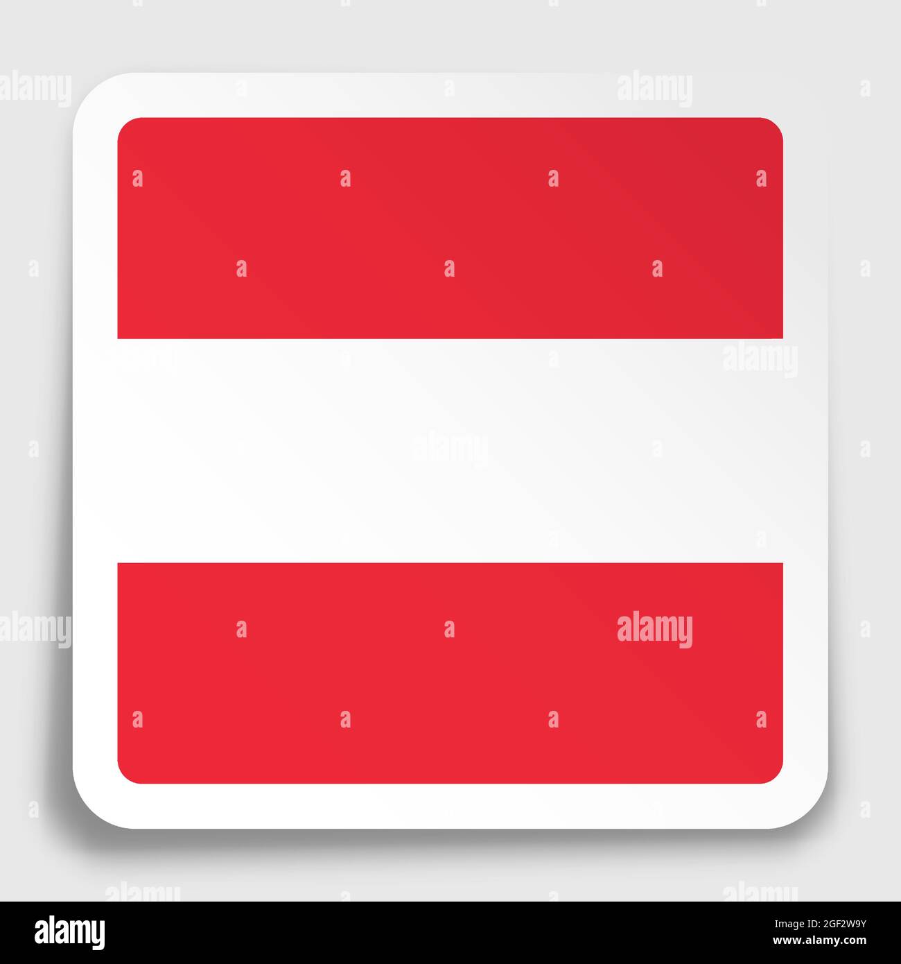 Austria flag icon on paper square sticker with shadow. Button for mobile application or web. Vector Stock Vector