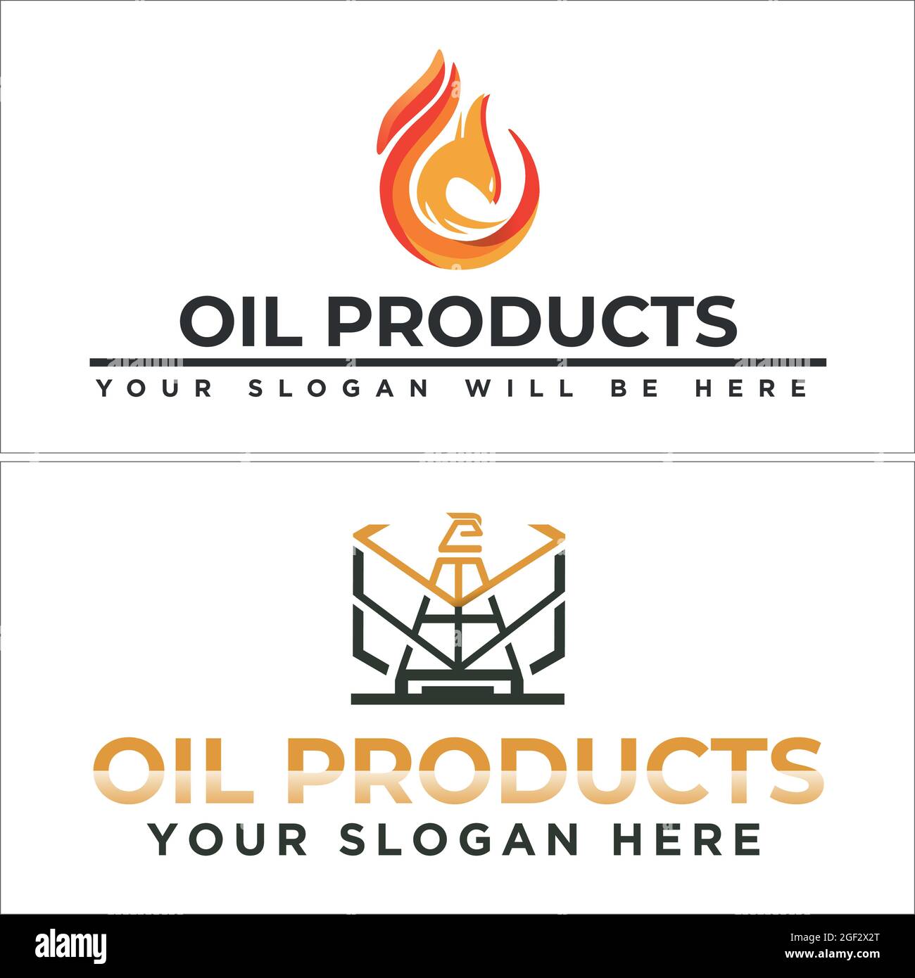Industrial energy products with fire eagle and rig oil logo design Stock Vector