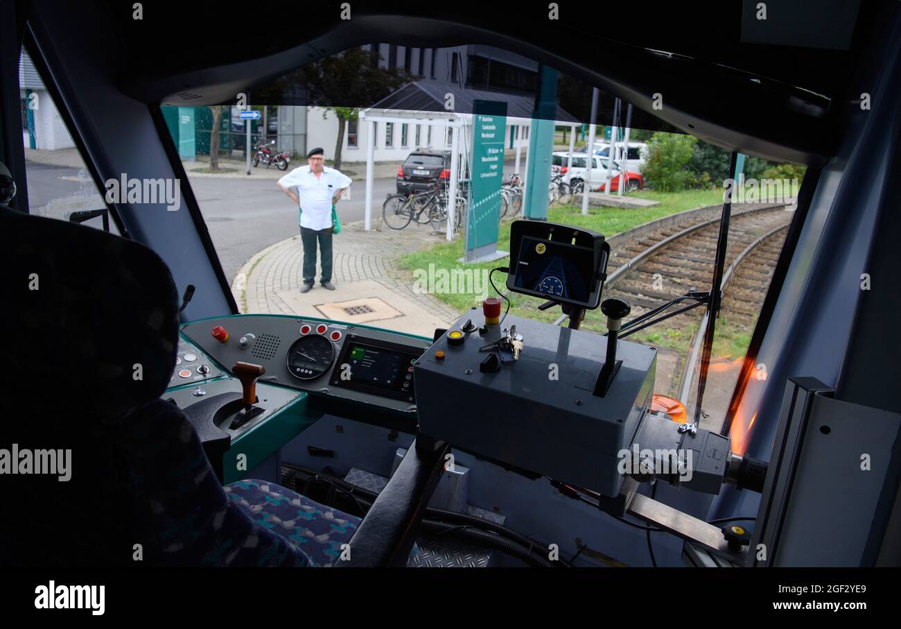 Potsdam, Germany. 23rd Aug, 2021. An autonomous tram drives past a