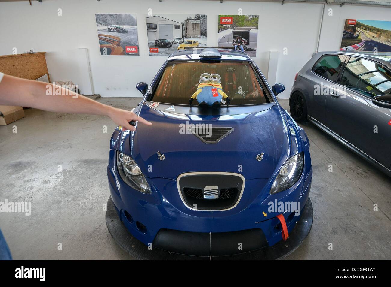 Nurburg, Germany August 20, 2015. Garage of racing rental training sports cars. Road to race