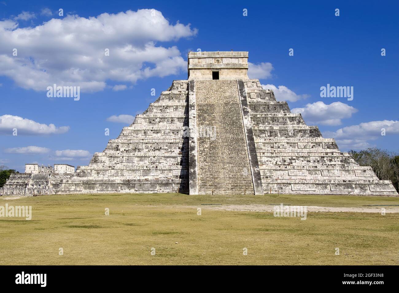 Stepped pyramid of Kukulkan, El Castillo -  The Castle, Chichen Itza; Yucatan, Mexico Stock Photo