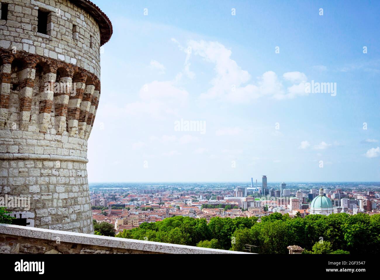 Brescia cityscape with view from Brescia Castle Stock Photo