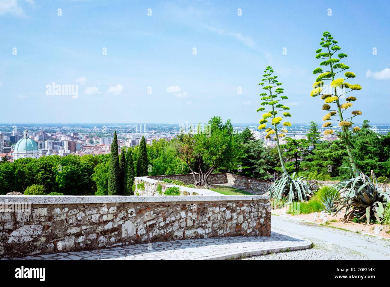 Brescia cityscape with view from Brescia Castle Stock Photo