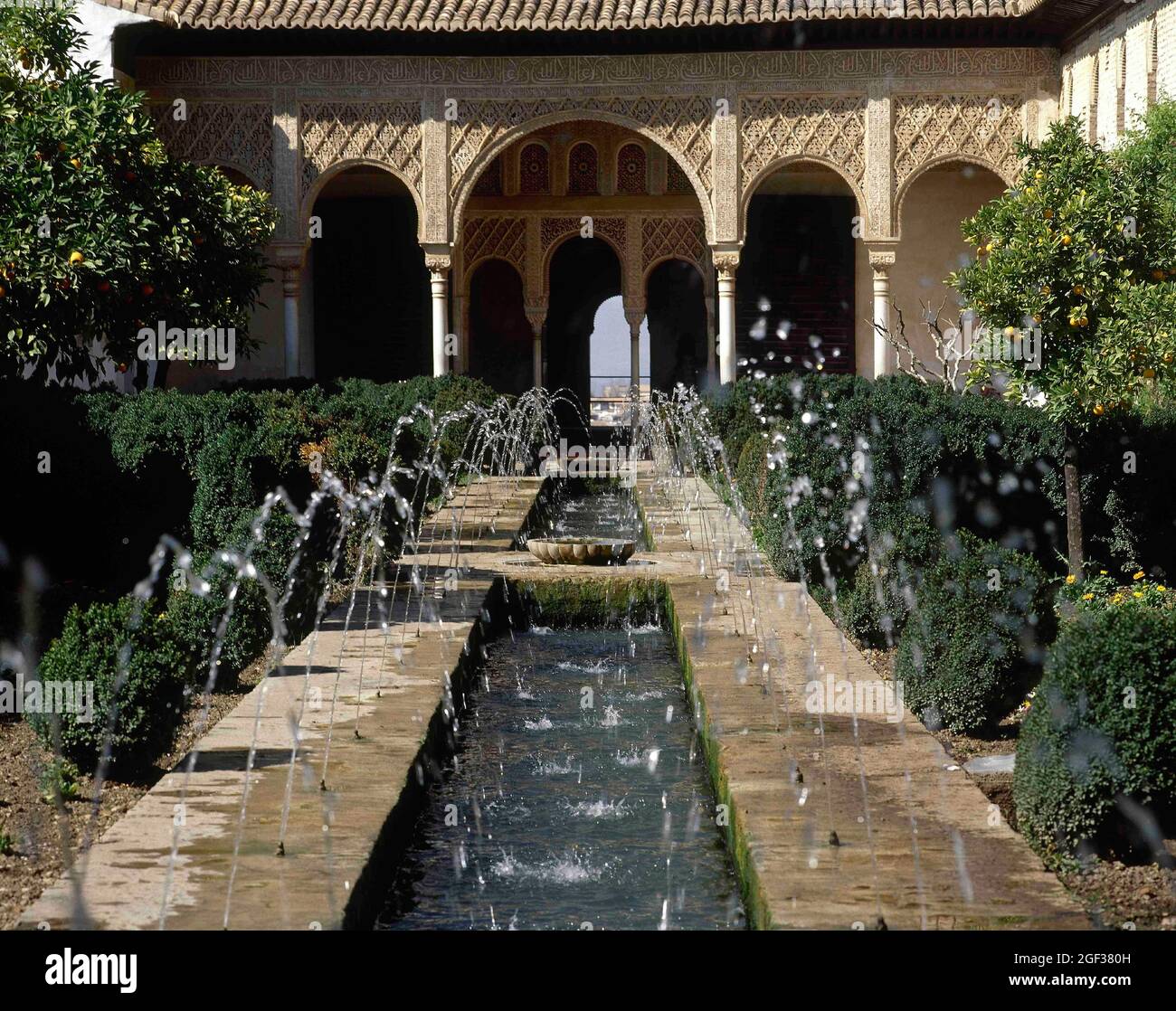 Spain, Andalusia, Granada. The Generalife. Occupied the slopes of the Hill of the Sun (Cerro del Sol). It was built in the 13th century and redecorate Stock Photo
