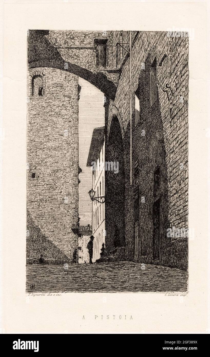Telemaco Signorini, In Pistoia, etching, 1872 Stock Photo
