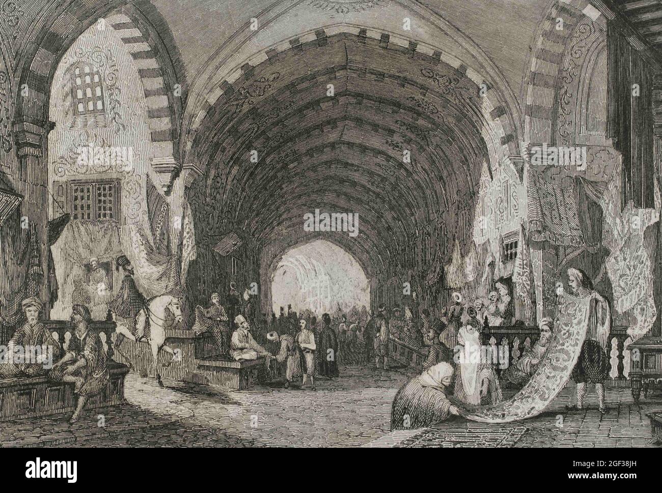 Ottoman Empire. Turkey. Constantinople (today Istanbul). The Bazaar. Engraving by Lemaitre. Historia de Turquia by Joseph Marie Jouannin (1783-1844) a Stock Photo