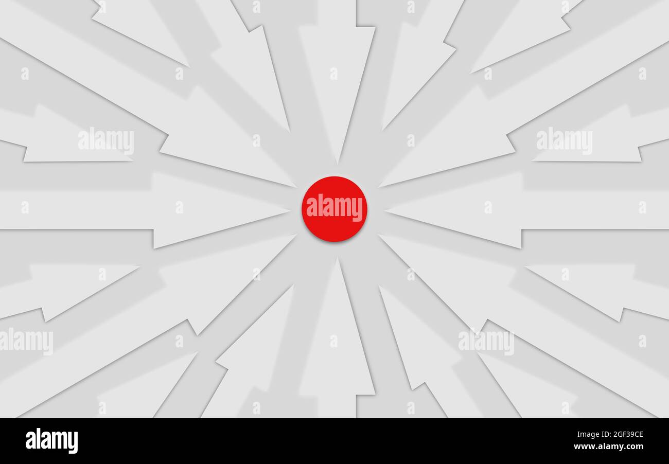 Many Arrows Going To Target point. Group of arrow targeting The same