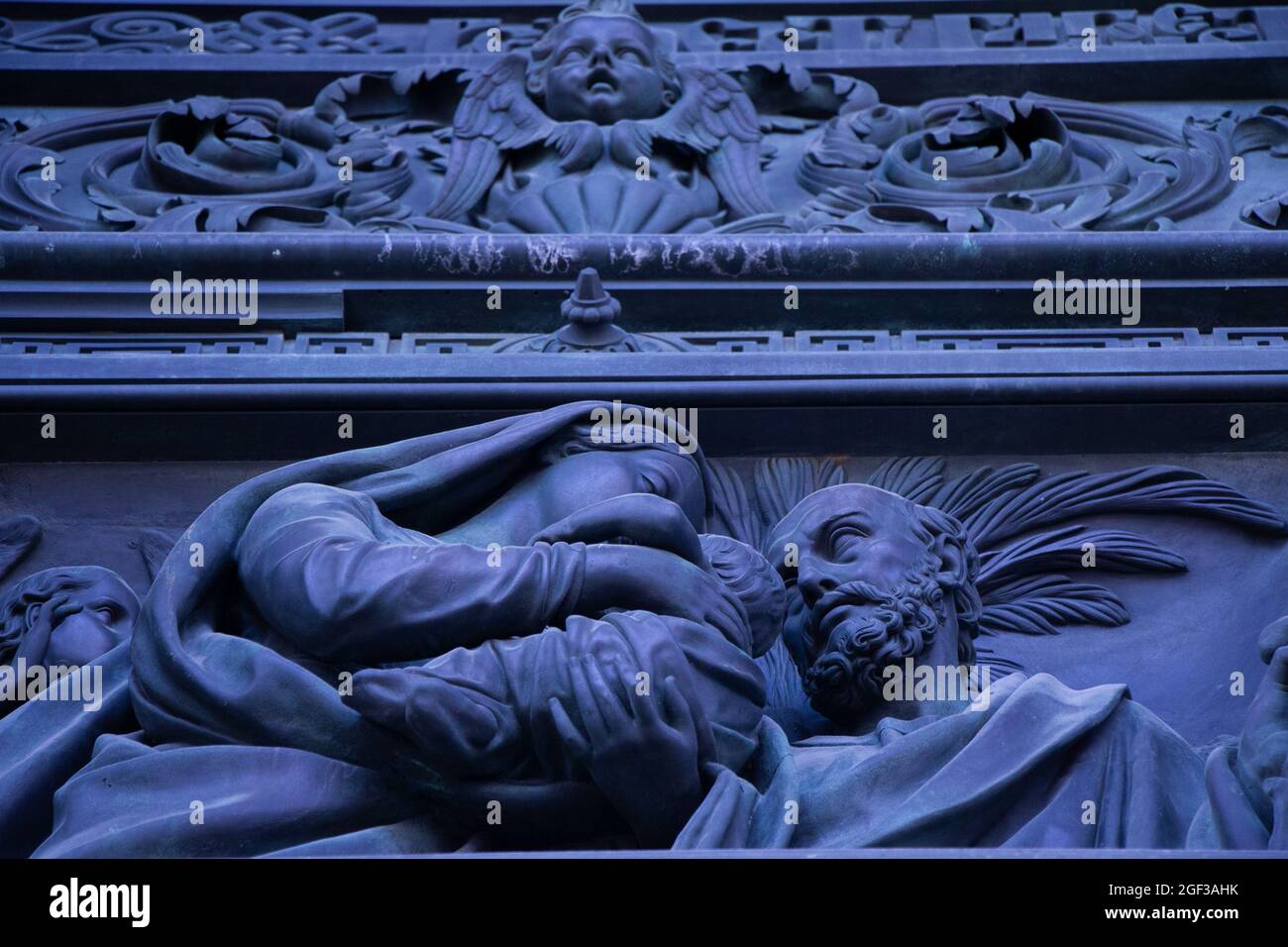 Closeup shot of a sculpture on St. Isaac's Cathedral's south Door Stock Photo