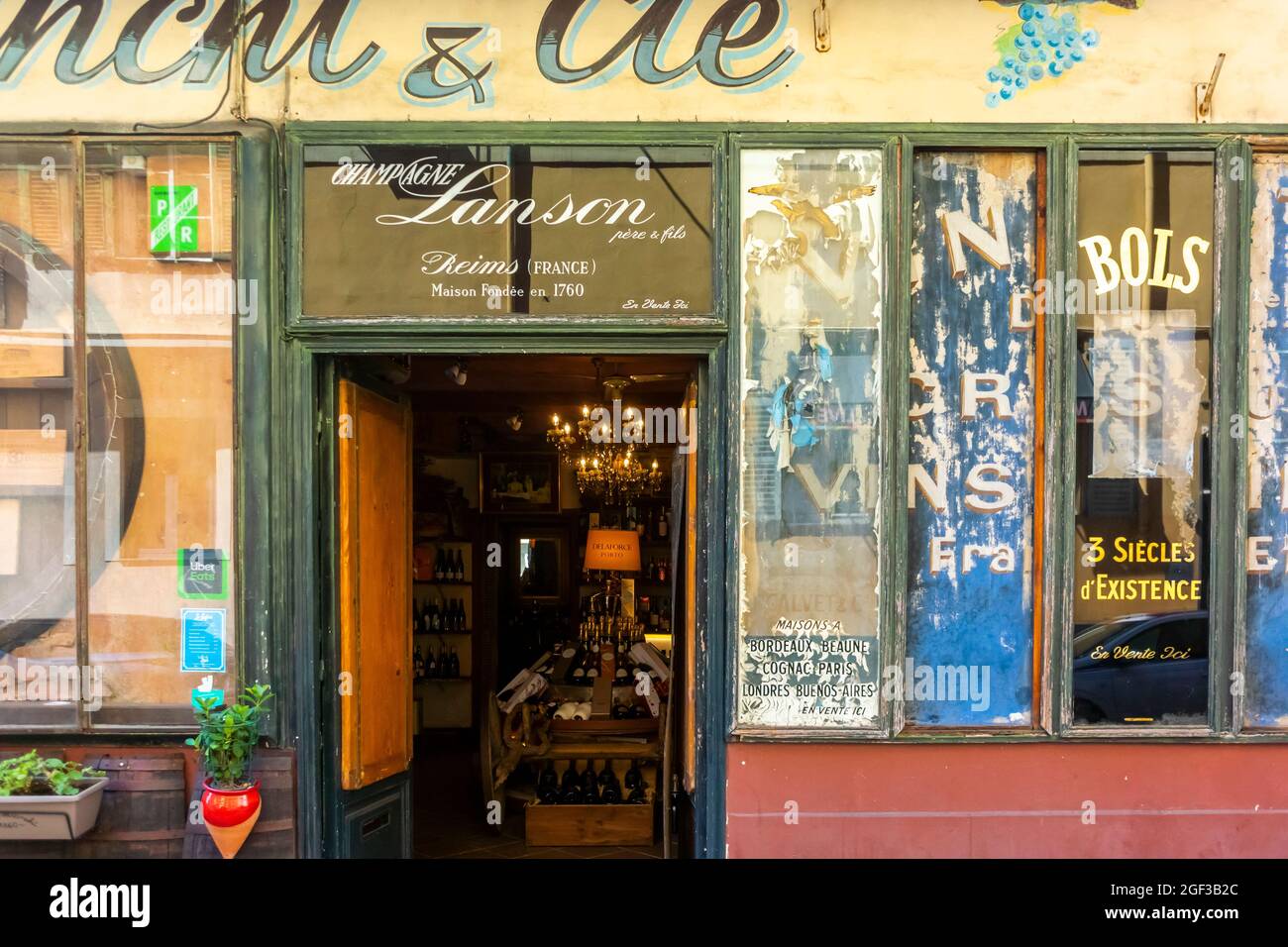 Nice, France, Old store fronts, French Wine Store, Street Scenes, Sign