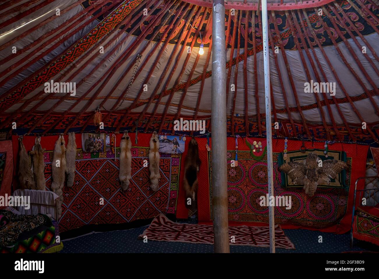 Mongolian yurt gers interior in western Mongol Stock Photo - Alamy