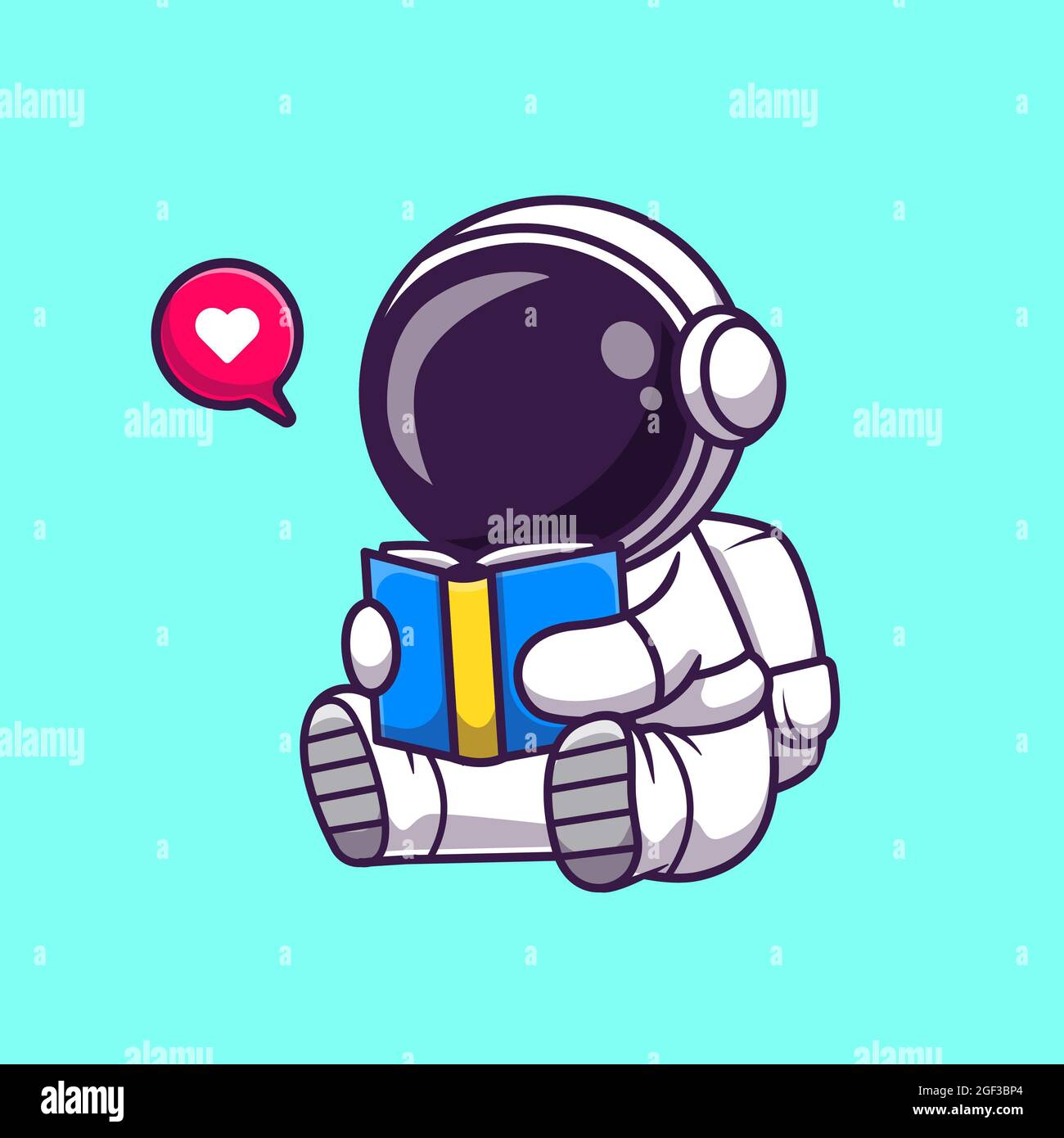 Cute Astronaut Reading Book Cartoon Vector Icon Illustration. Science  Education Icon Concept Isolated Premium Vector. Flat Cartoon Style Stock  Photo - Alamy