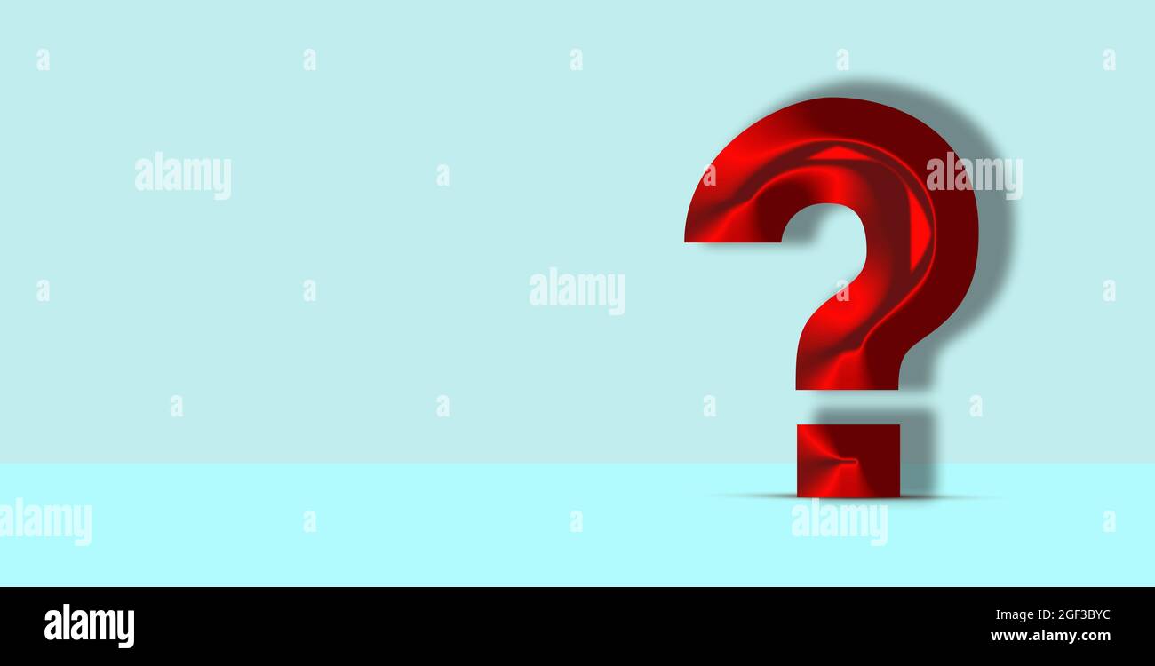 3D Red Question mark on Blue Background. business help, Support and business FAQ Concept . 3D Rendering, Stock Photo