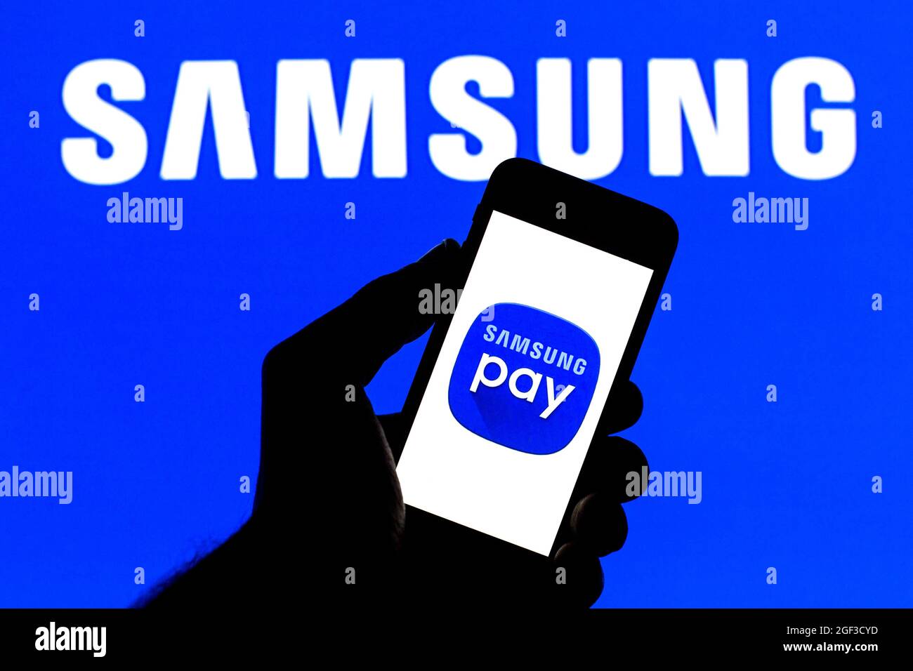 In This Photo Illustration A Samsung Pay Logo Seen Displayed On A  Smartphone Stock Photo - Alamy