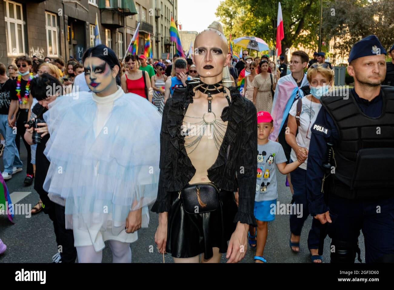 Members of Polish LGBTQ community are seen wearing spectacular outfits during the march.  Annual Equality March also known as 'Pride Parade'. This yea Stock Photo