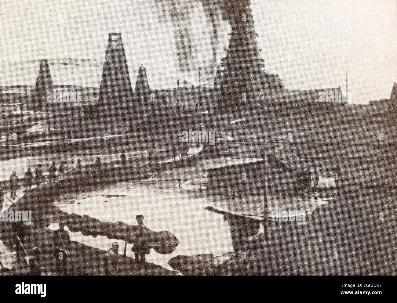 Baku oil fields. Photo of the late 19th century. Stock Photo