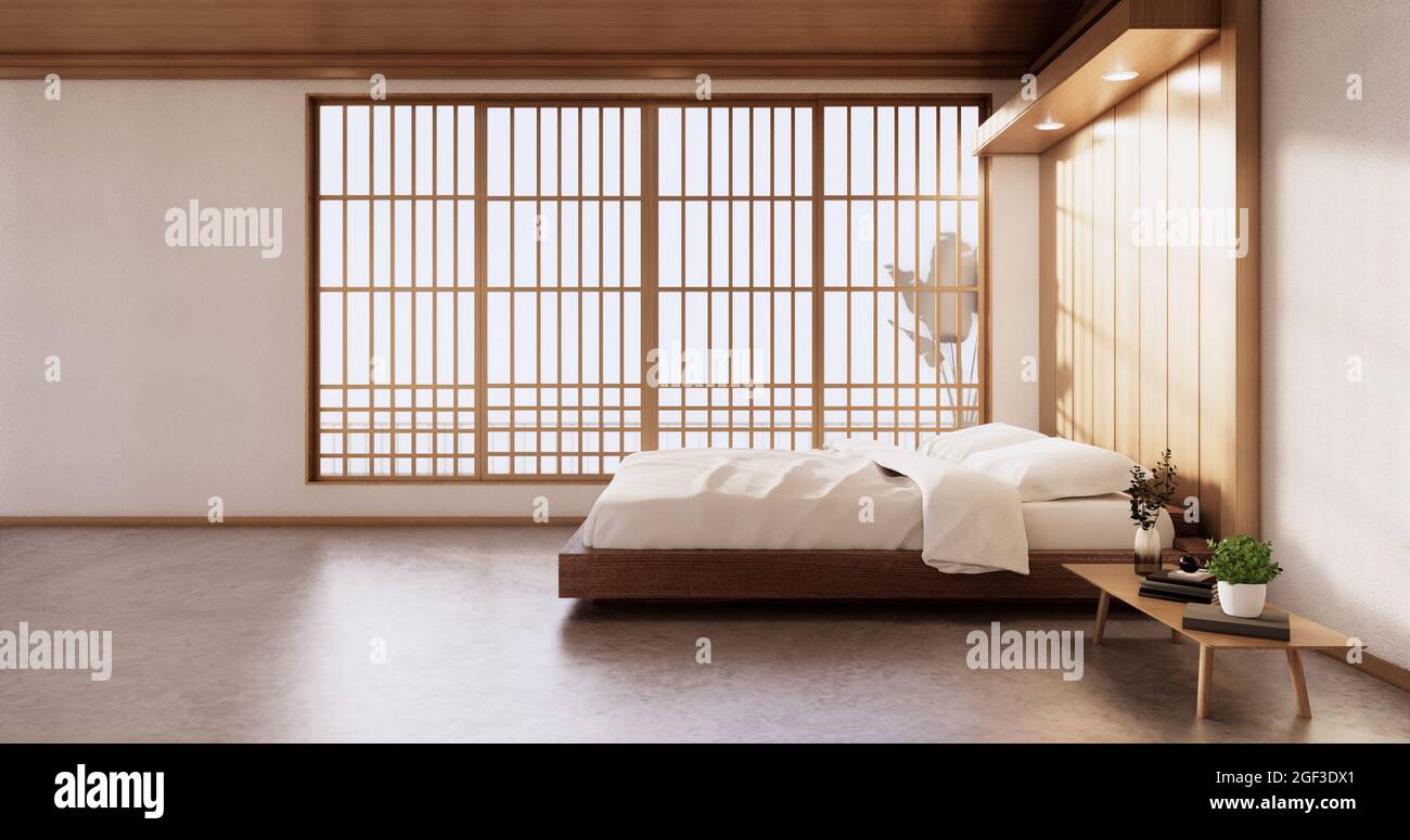 Modern bedroom japanese style.3D rendering Stock Photo Alamy