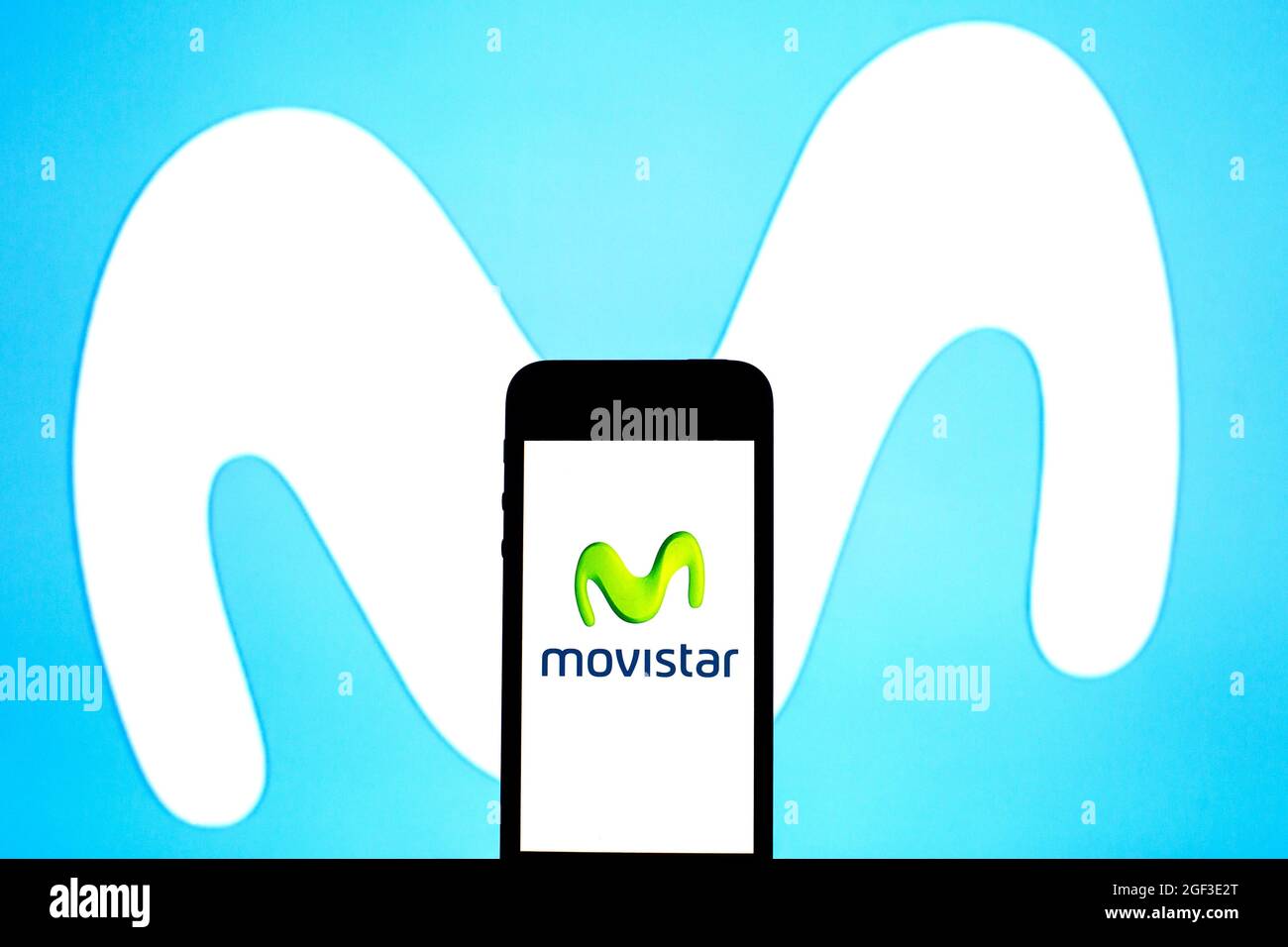 Spain. 11th Aug, 2021. In this photo illustration a Movistar logo seen displayed on a smartphone. (Credit Image: © Thiago Prudencio/SOPA Images via ZUMA Press Wire) Stock Photo