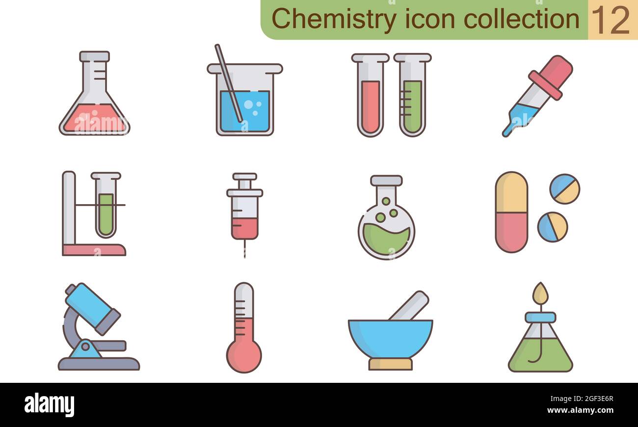Chemistry icon set. Simple set of chemistry vector icons for web design