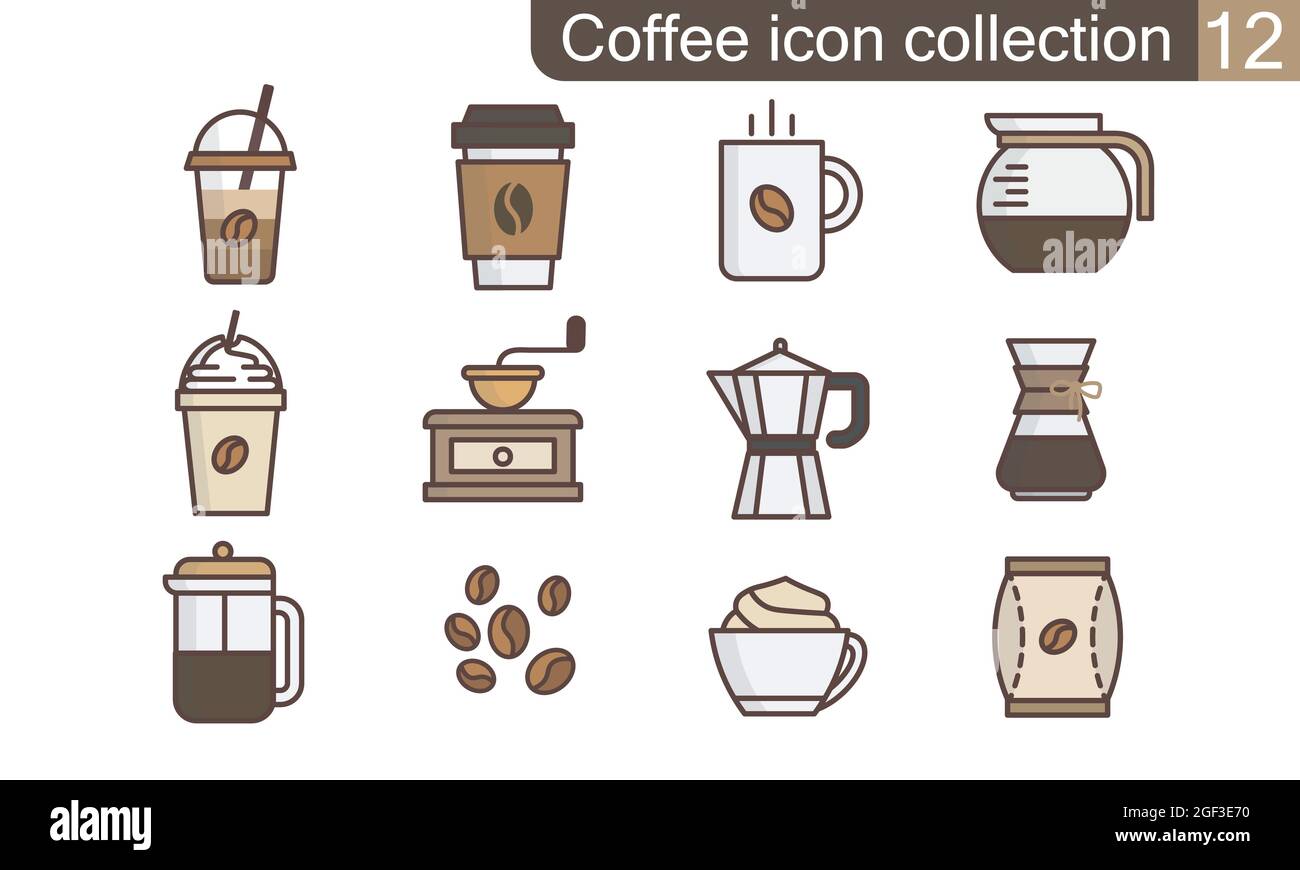 Coffee, tea and related drinks icon designs that can be used in every job. Stock Vector