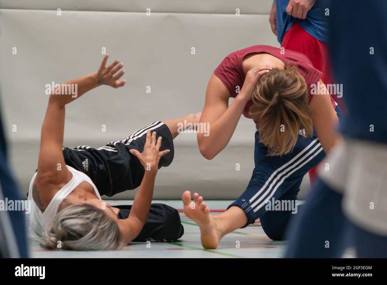 two dancers improvise in contact. Contemporary dance performing Stock Photo