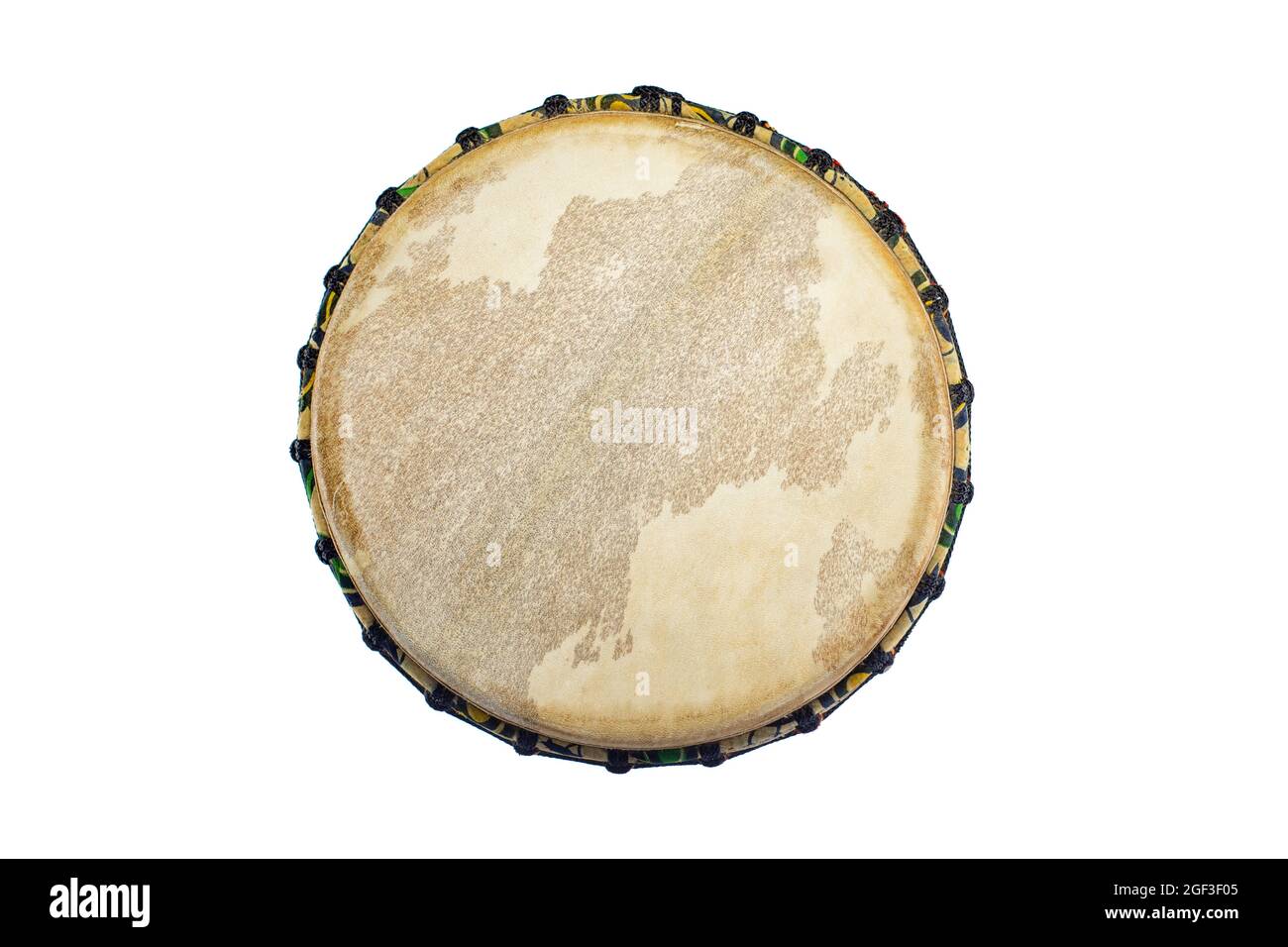 top view of an african traditional djembe on white background Stock Photo