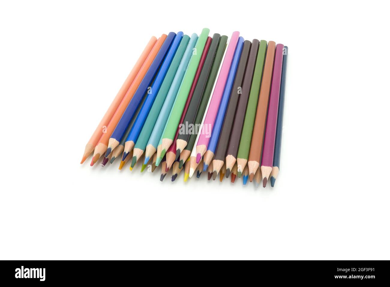 Colored pencils isolated on a white background with free space for text Stock Photo