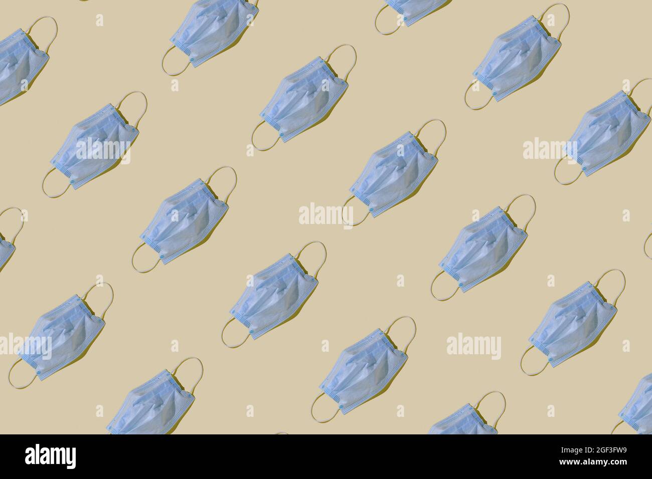Pattern with protective masks against coronavirus flu and allergies. Trendy minimal concept. Stock Photo
