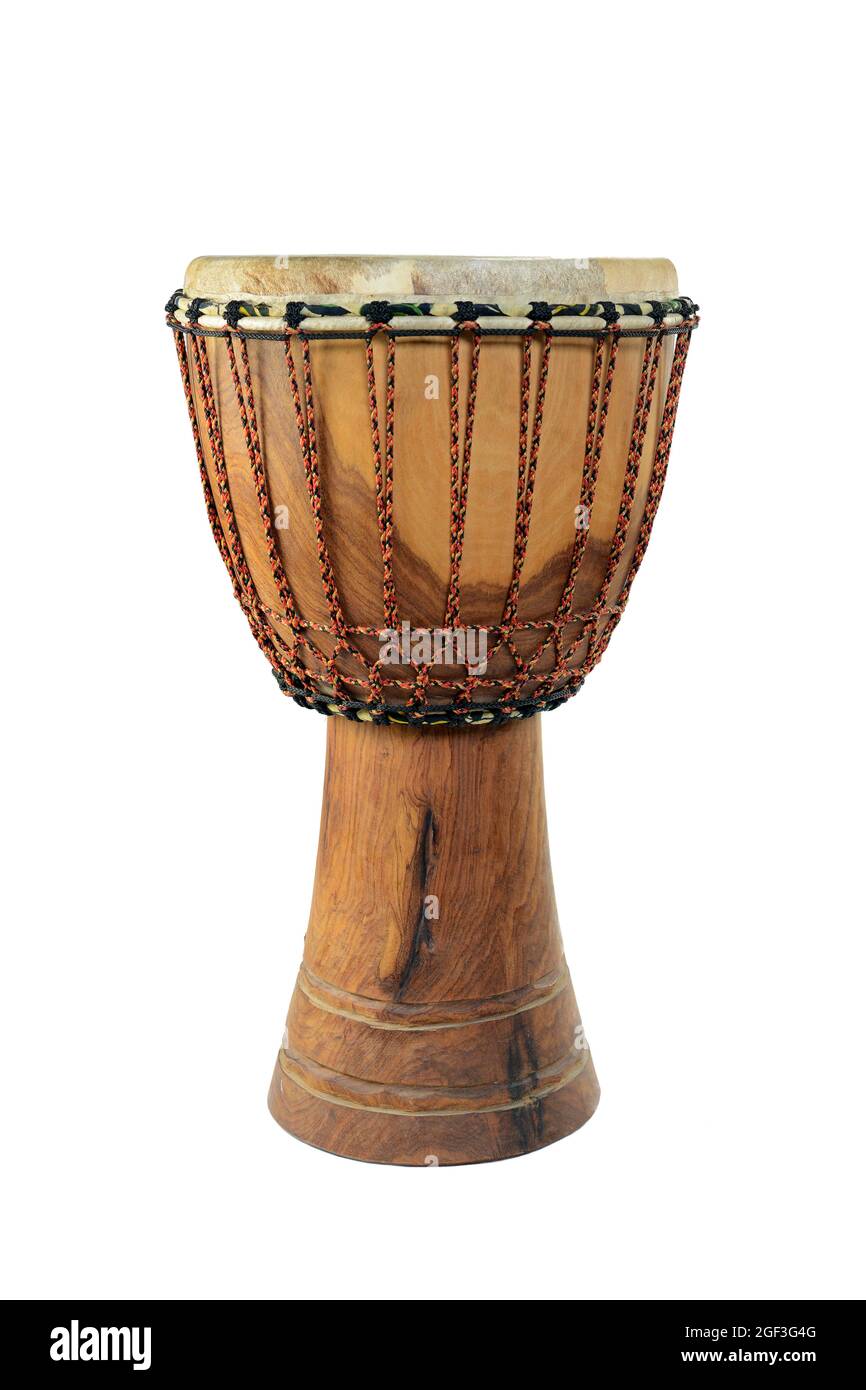 african traditional djembe on white background Stock Photo