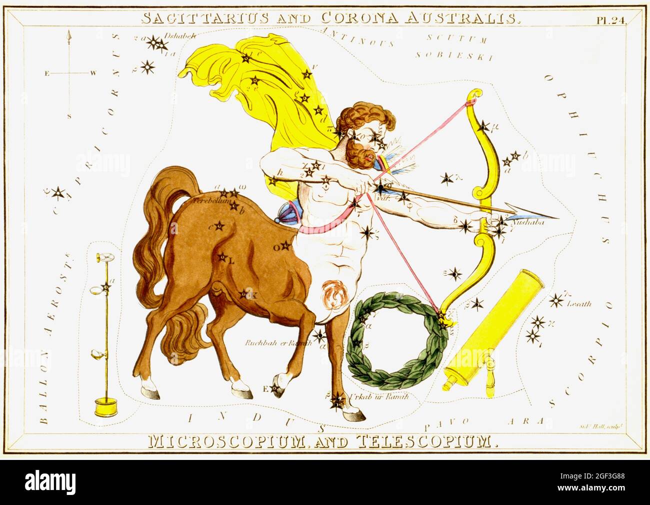 Vintage Sidney Hall astronomical/astrological star maps - Sagitarrius Stock Photo
