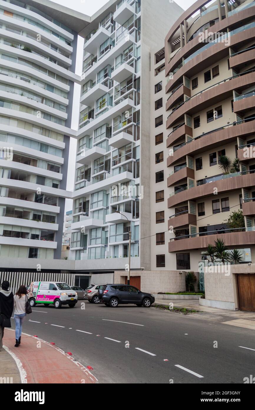 LIMA, PERU JUNE 4, 2015 High apartment buildings in Miraflores