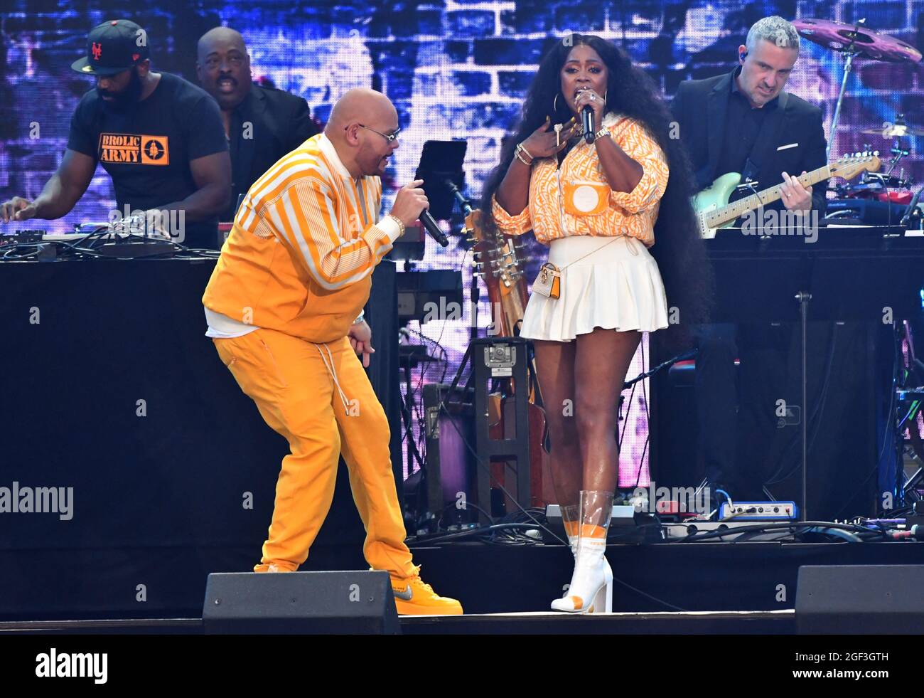 NEW YORK, NEW YORK - AUGUST 21: Fat Joe and Remy Ma are shown poerforming during We Love NYC: The Homecoming Concert at Central Park, Great Lawn on August 21, 2021 in New York City. (Photo by John Atashian) Stock Photo