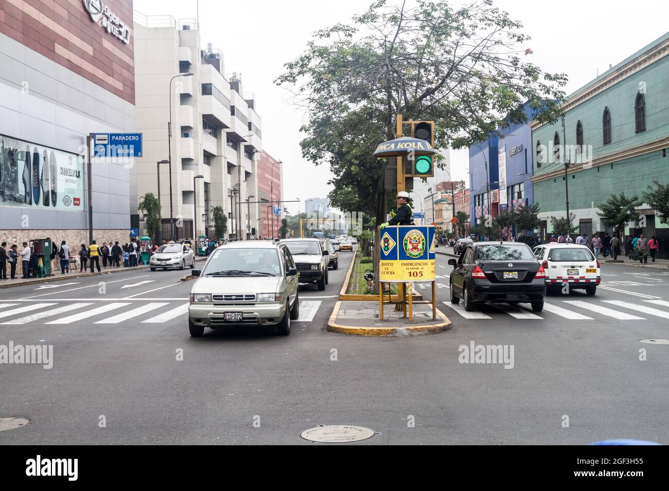 LIMA, PERU - JUNE 5, 2015: Traffic on Tacna avenue in Lima Stock Photo