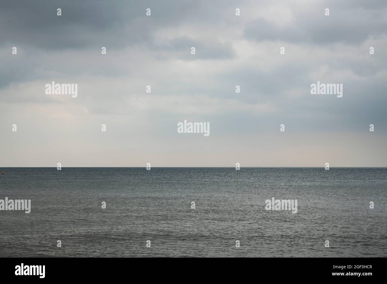 Moody Seacape with horizontal horizon Stock Photo