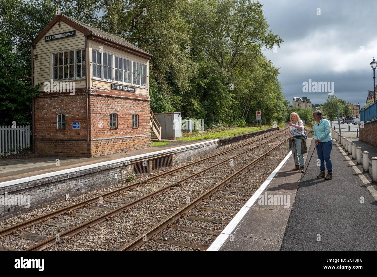 The Victorian signal box at Llandrindod Wells station. Stock Photo