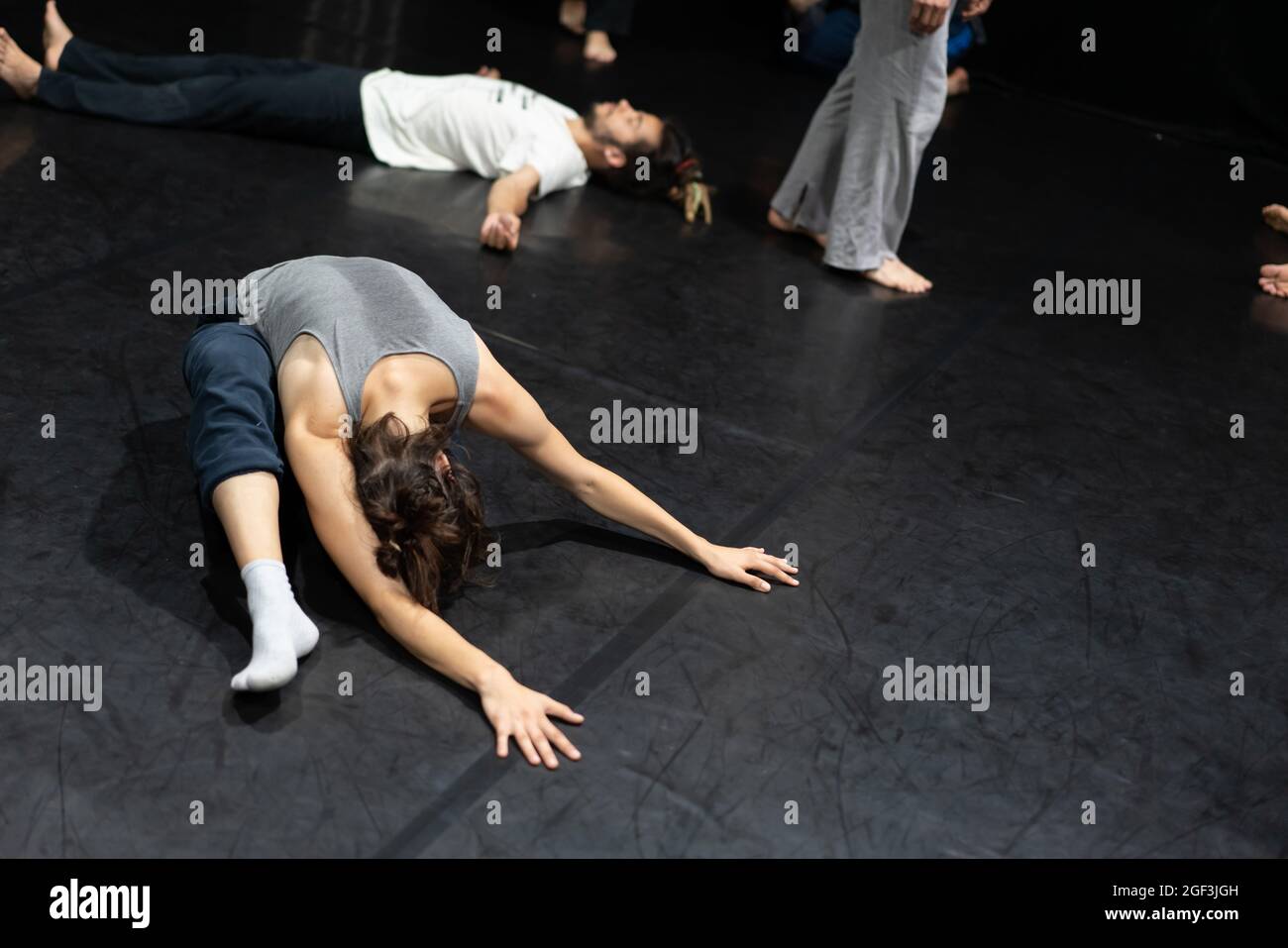 solo dancer move in contemporary improvisation performance Stock Photo