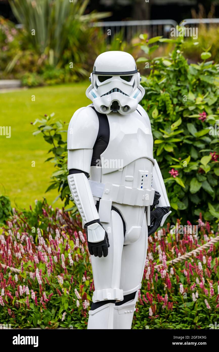 Man in Star Wars Stormtrooper costume our outfit, Edinburgh Festival,  Scotland, UK Stock Photo - Alamy