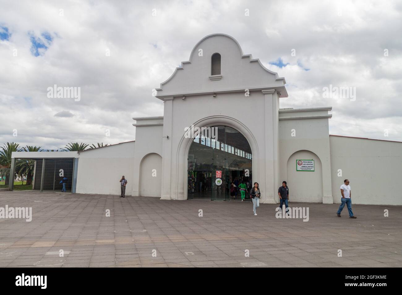 IBARRA, ECUADOR - JUNE 28, 2015: Bus station in Ibarra town (called White City), Ecuador Stock Photo