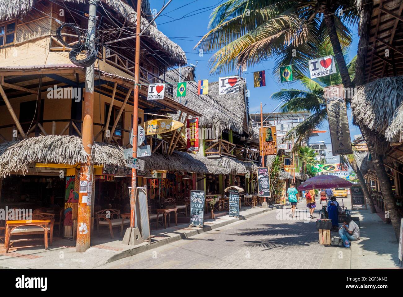 MONTANITA, ECUADOR - JUNE 30, 2015: Montanita village is full of ...