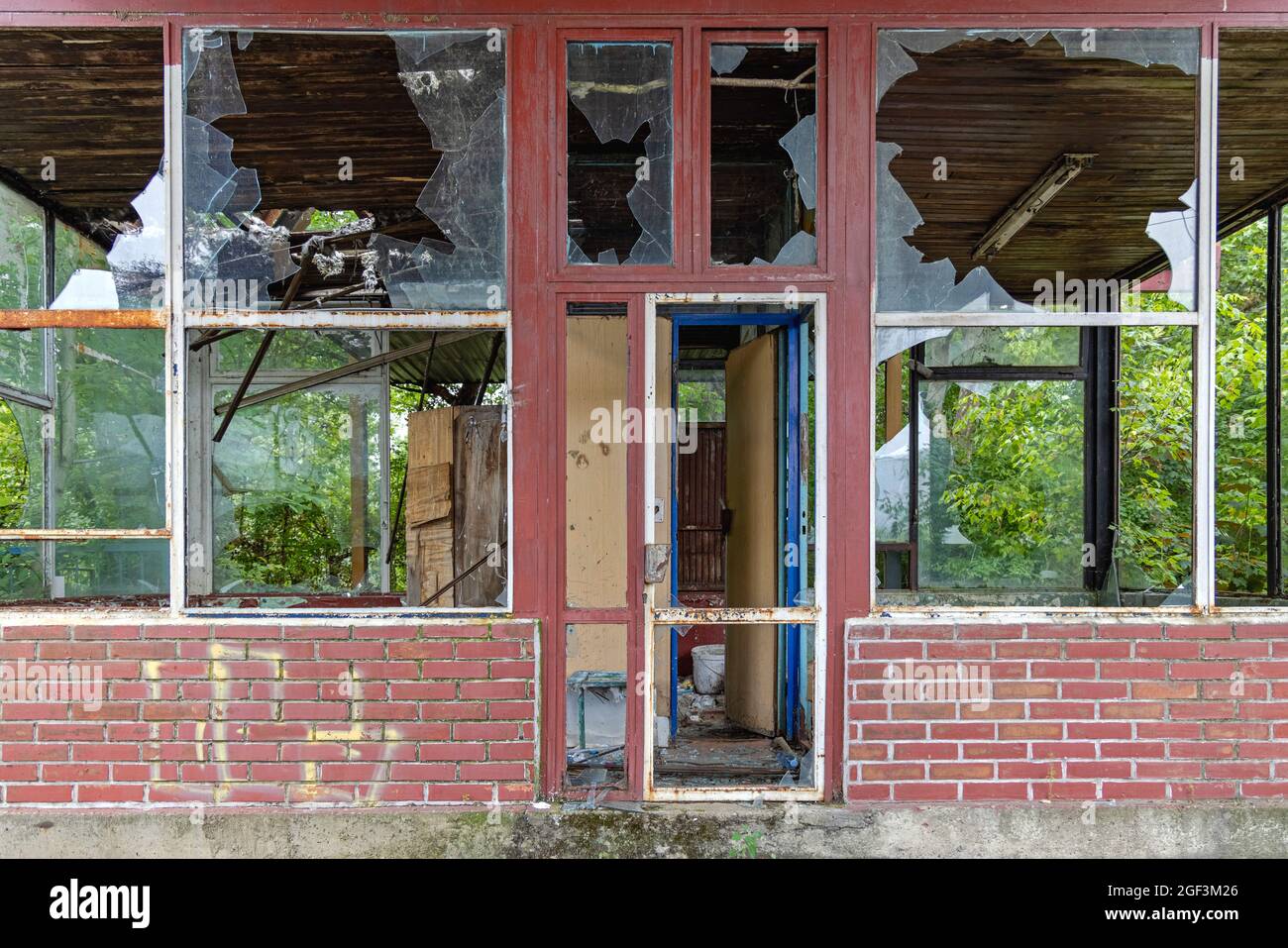 Broken All Glass Windows at Abandoned Building Structure Stock Photo ...