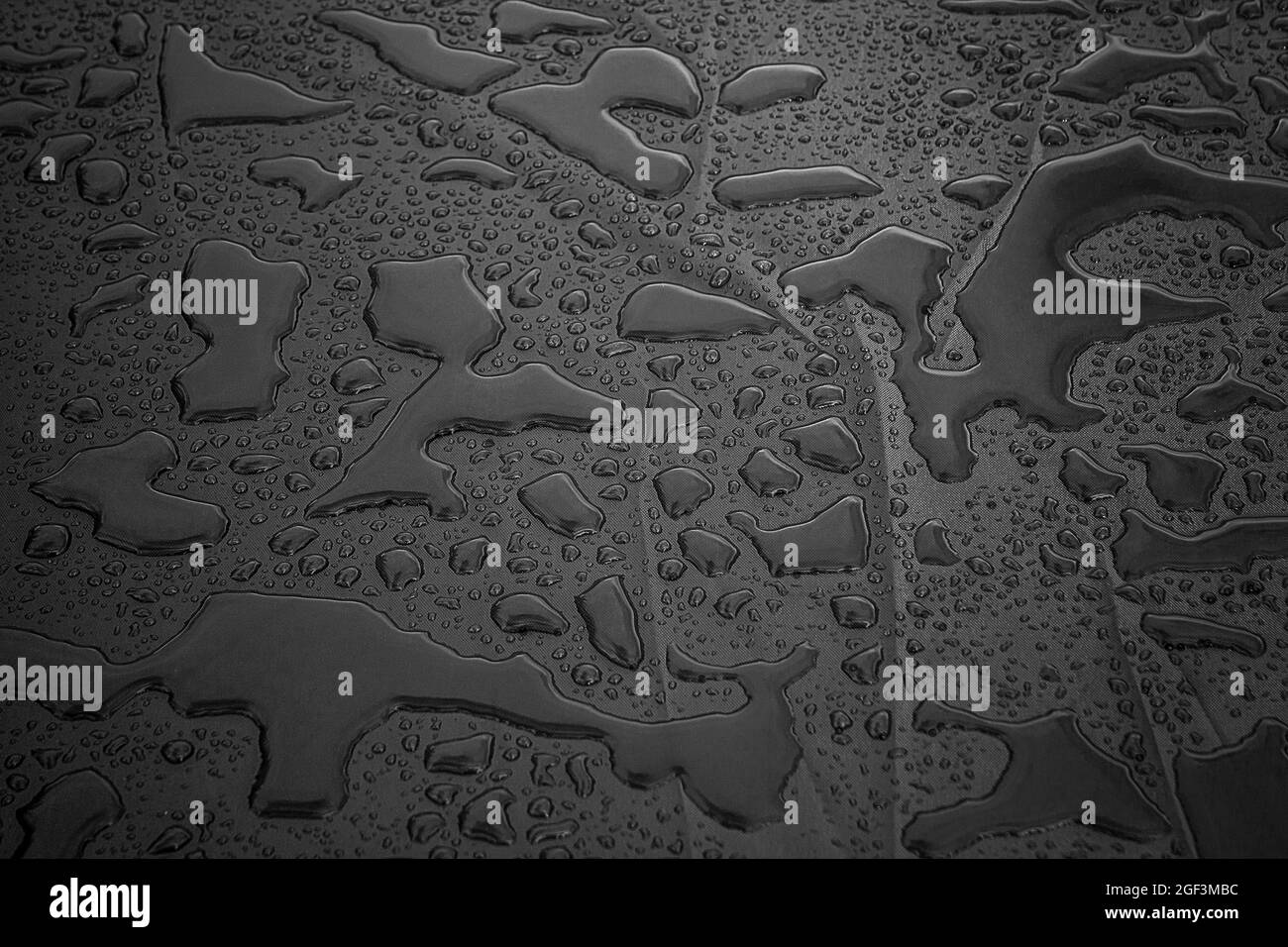 water droplets on a waterproof fabric Stock Photo