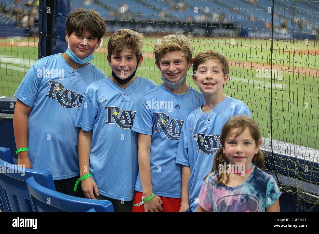 St. Petersburg, FL. USA; Young Tampa Bay Rays fans enjoying an