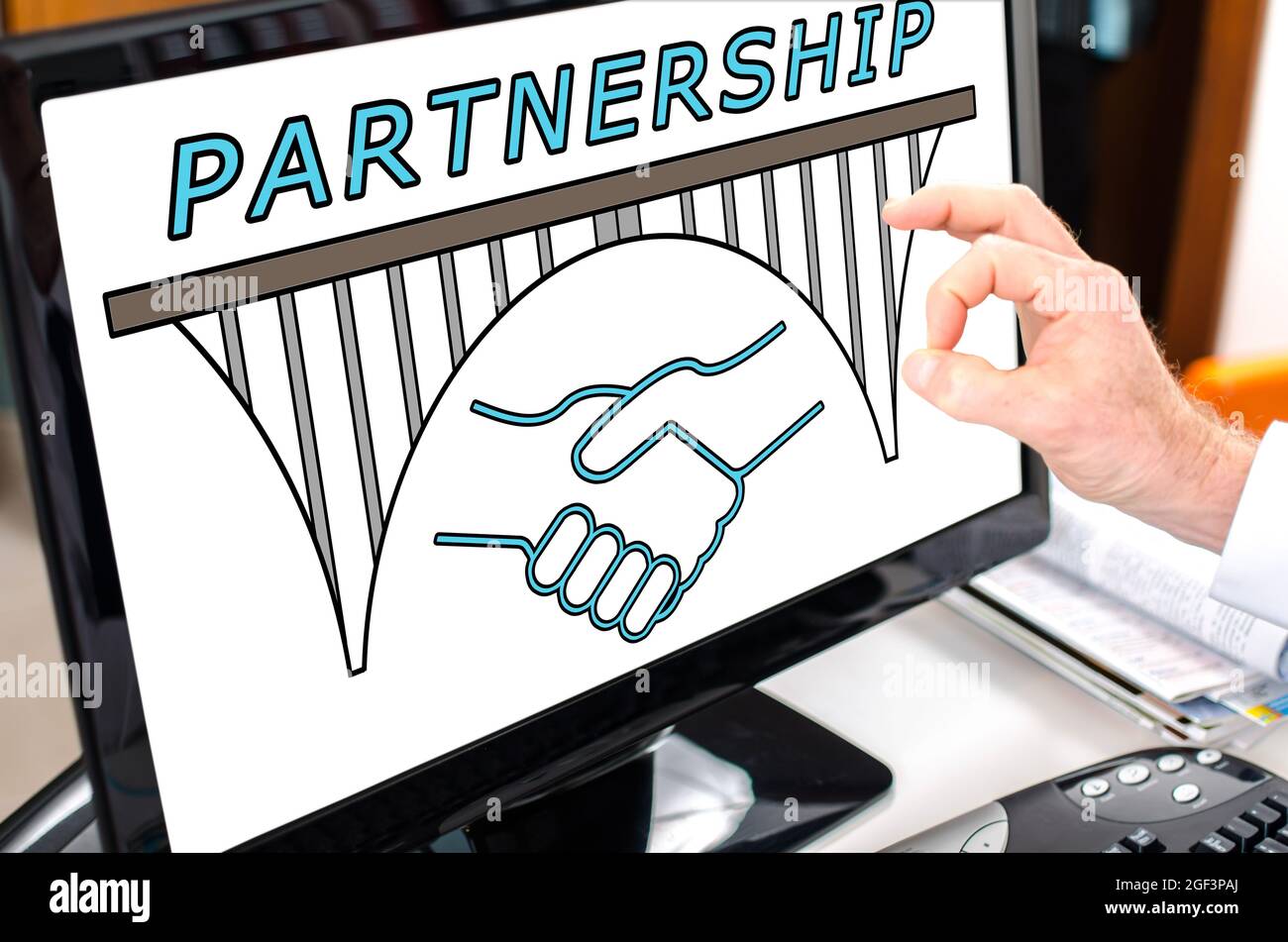 Partnership concept shown on a computer screen Stock Photo