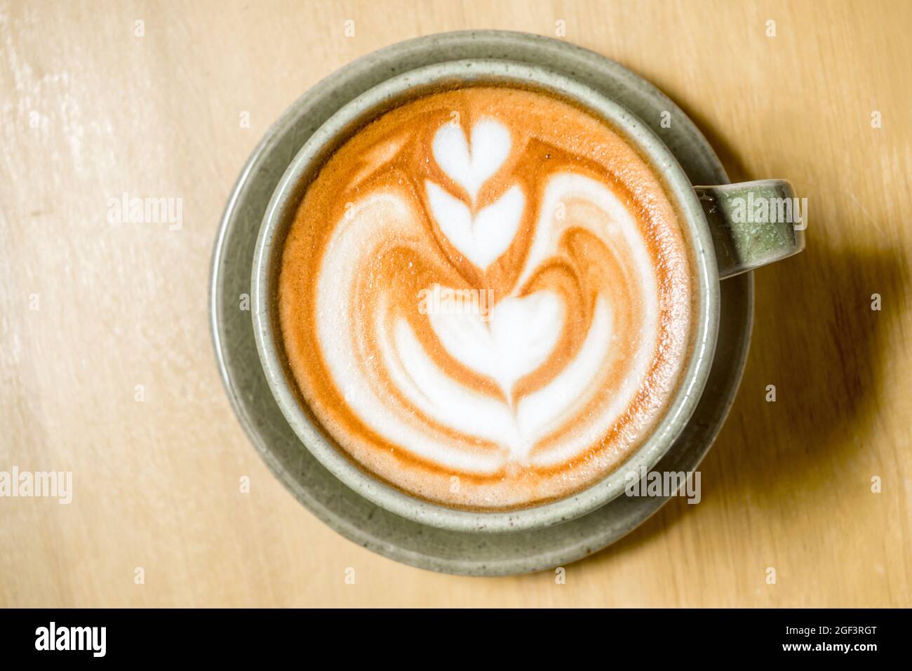 Top view of coffee latte art designs Stock Photo Alamy